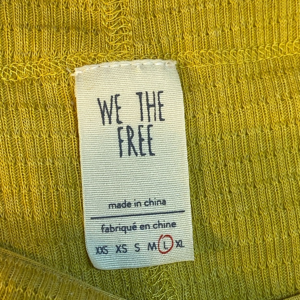 We The Free Tunic Top Size L Mustard Raw Seams Light Weight Oversized Sleeves - Picture 3 of 9